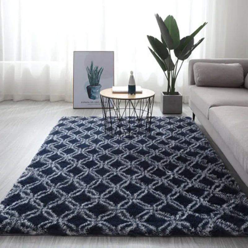 Long pile tie-dyed gradient polyester carpet showing abstract colour transition