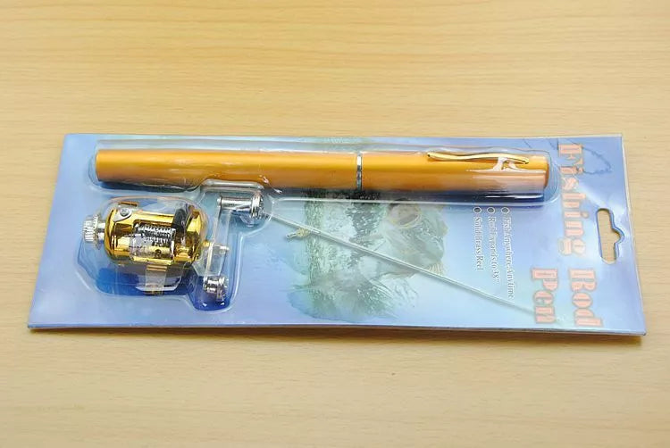 Telescopic drum pen rod fishing gear set for ice fishing in various colors
