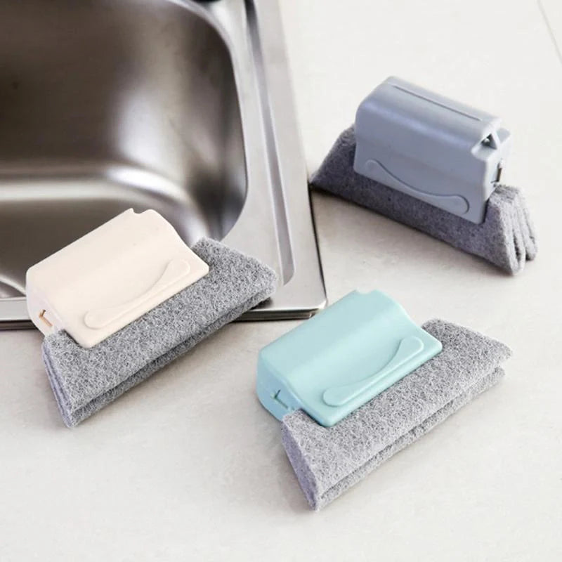 Creative Window Groove Cleaning Gap Brush Slot Cleaner with PP handle in beige, light grey, and blue