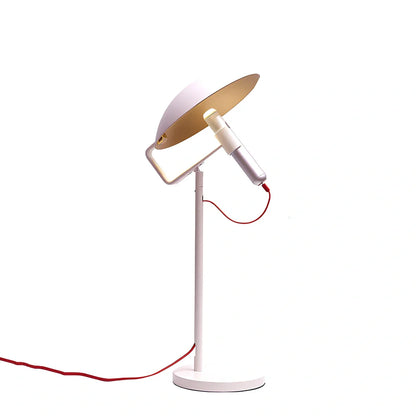 45cm grey USB LED table lamp with metal shade and push button for study room use, 5cm base