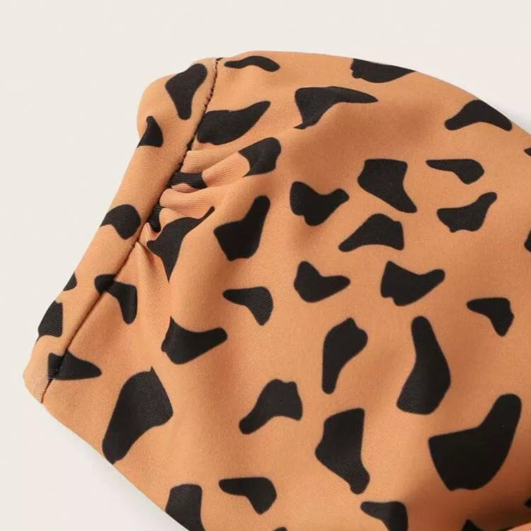 Women's leopard print split swimwear in sizes S to XL