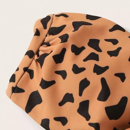 Women's leopard print split swimwear in sizes S to XL