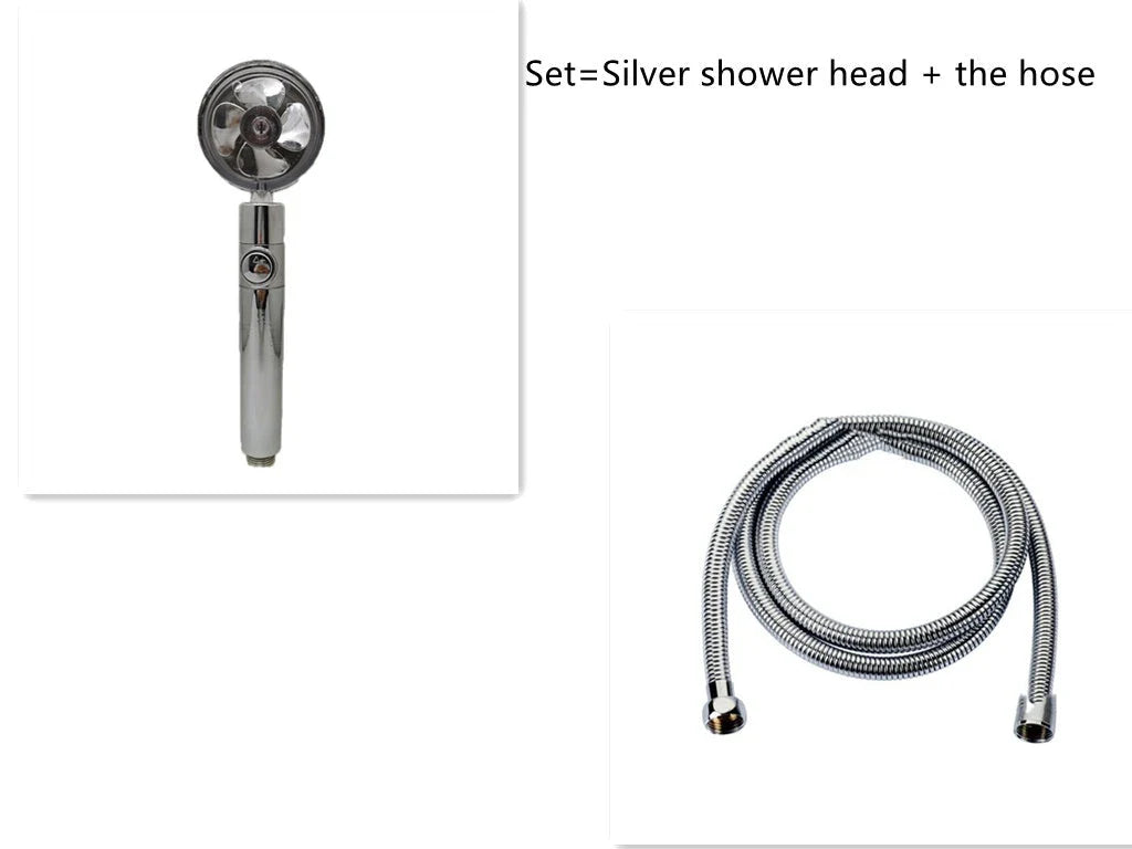 360° Rotating Shower Head with Built-In Fan - Premium ABS Plastic Construction, Water-Saving High-Pressure Spray