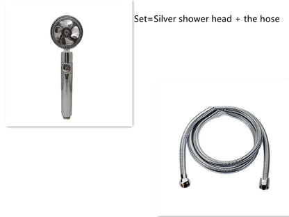 360° Rotating Shower Head with Built-In Fan - Premium ABS Plastic Construction, Water-Saving High-Pressure Spray