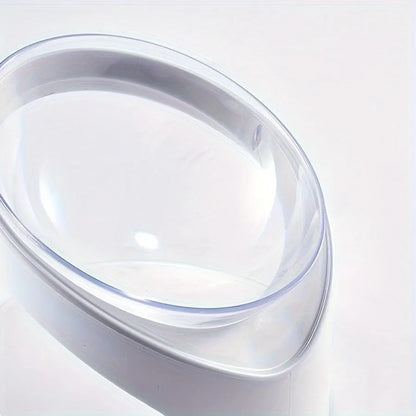 White elevated cat food bowl with tilt angle and neck support ridge