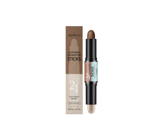 Dual-ended 2-in-1 brow highlighter and repair pen in natural light brown.