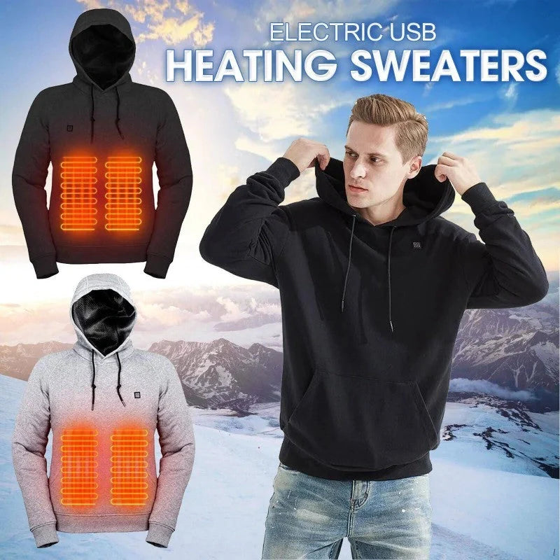 2024 Outdoor Electric USB Heating Jacket in black and grey with adjustable heat settings