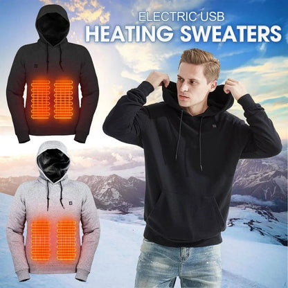 2024 Outdoor Electric USB Heating Jacket in black and grey with adjustable heat settings