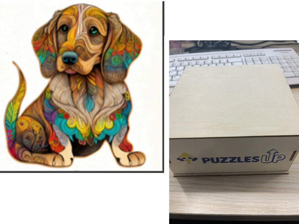 Animal Puzzle Set in A3 size with wooden storage box, vibrant animal designs for educational fun