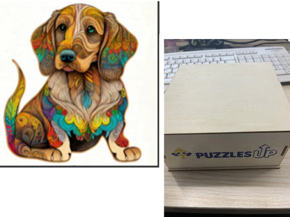 Animal Puzzle Set in A3 size with wooden storage box, vibrant animal designs for educational fun