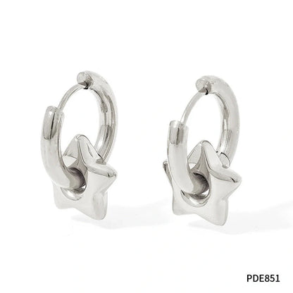 Elegant stainless steel earrings with a glossy finish, showcasing a variety of geometric shapes and colours to complement any British-inspired fashion