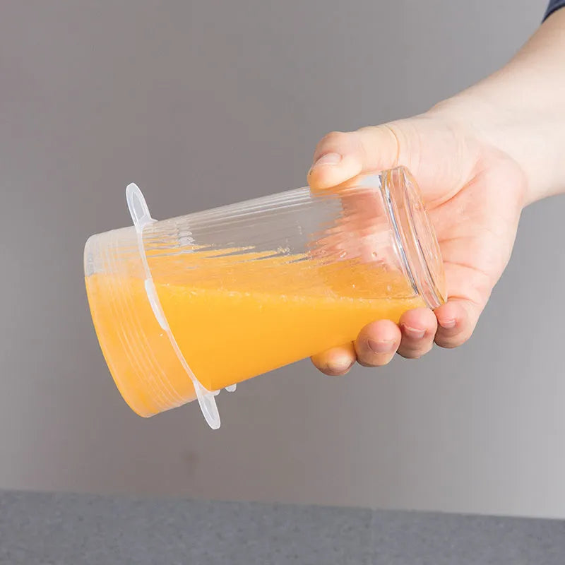 Six silicone stretch lids in graduated sizes from 6.5cm to 20.5cm diameter for covering bowls and jars