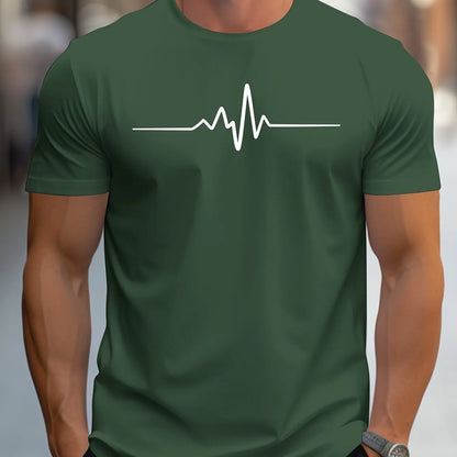 Men's loose fit short sleeve 3D print sports t-shirt in a polyester blend fabric.