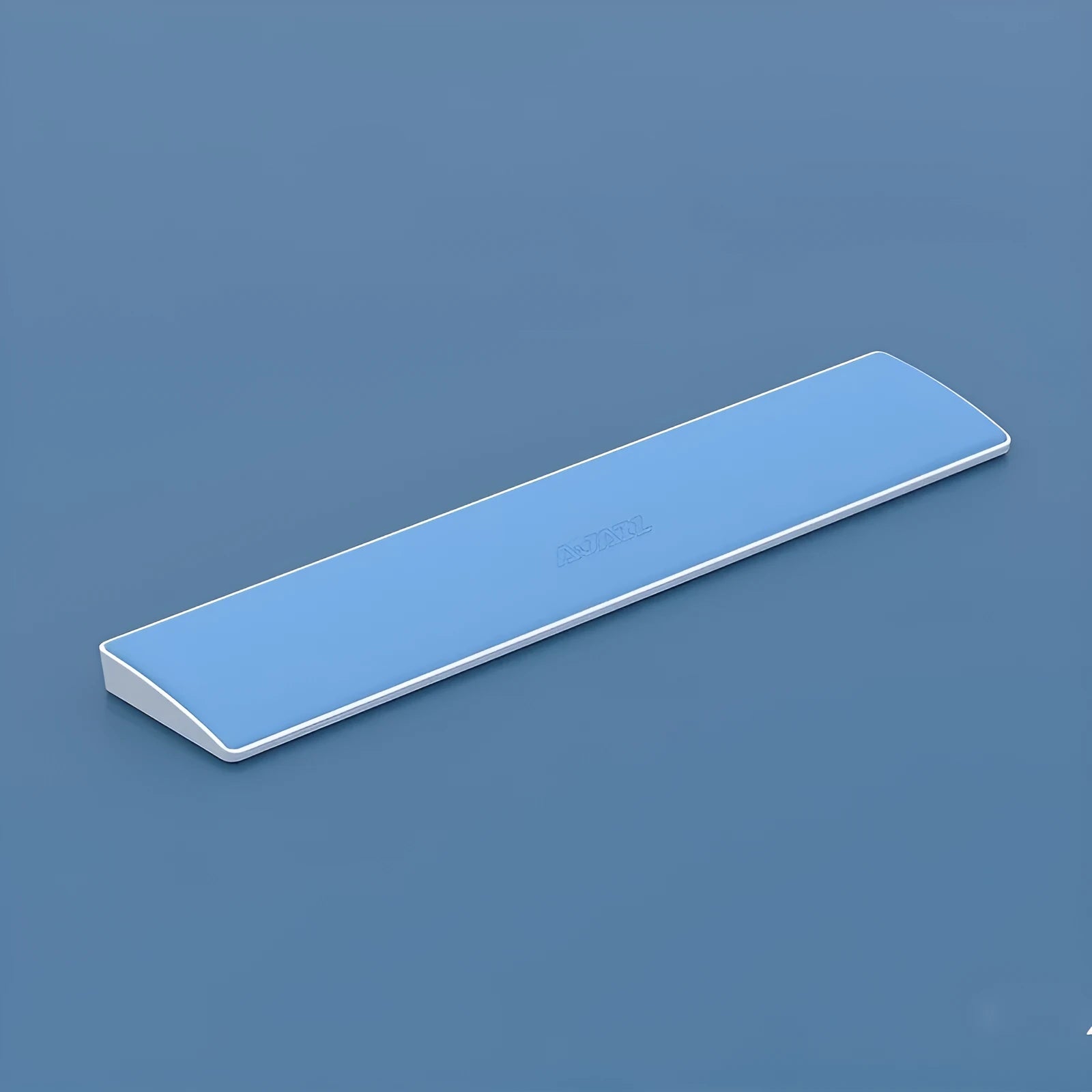Black gaming keyboard wrist rest for a 104-key mechanical keyboard on a desk