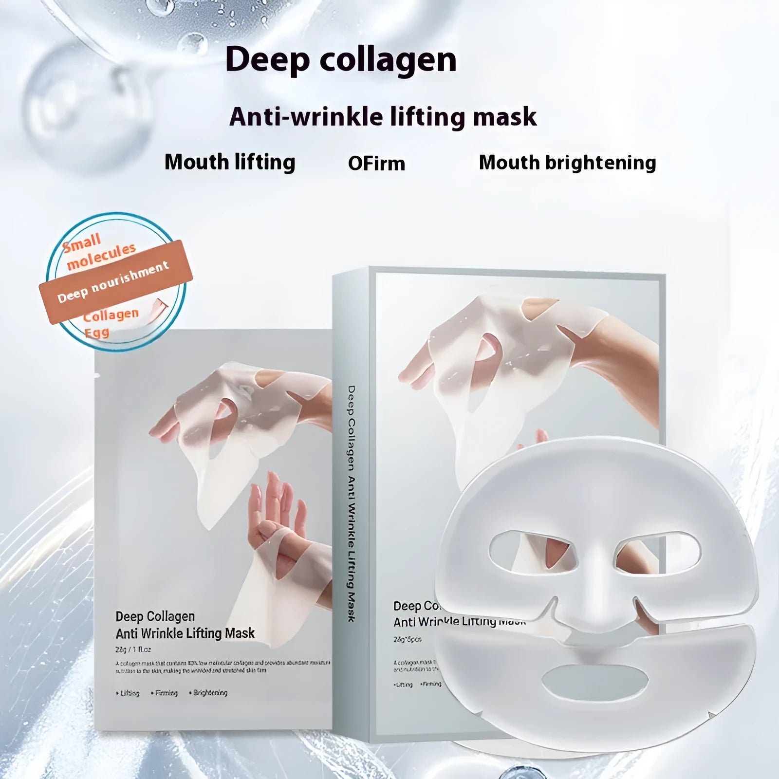 Collagen anti-wrinkle moisturising mask with 28ml serum for universal skin types