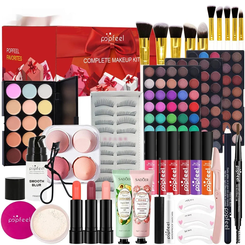 POPFEIL Yuan green mermaid makeup set POP003E, a complete cosmetic kit open to show contents.