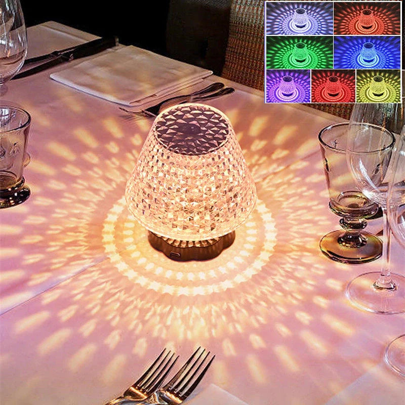 Diamond Crystal USB Touch Sensor Table Lamp with elegant design and 3-way dimming