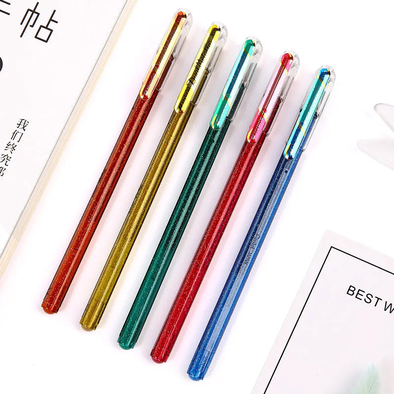 Flash gel pen with 1.0mm tip and pearlescent glitter ink in multiple colour options
