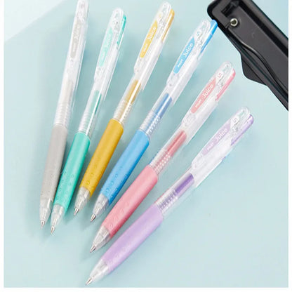 Set of six Official Direct Juice Baiguole gel pens with 0.5mm tips, showing metallic, tender, or conventional colour options.