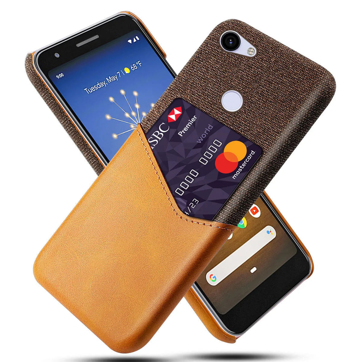Leather mobile phone case for Google Pixel with waterproof and drop-resistant features in solid colour options