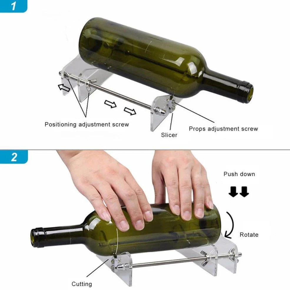 Black metal glass bottle cutter tool with adjustable stand for 0.5-2 inch diameter bottles