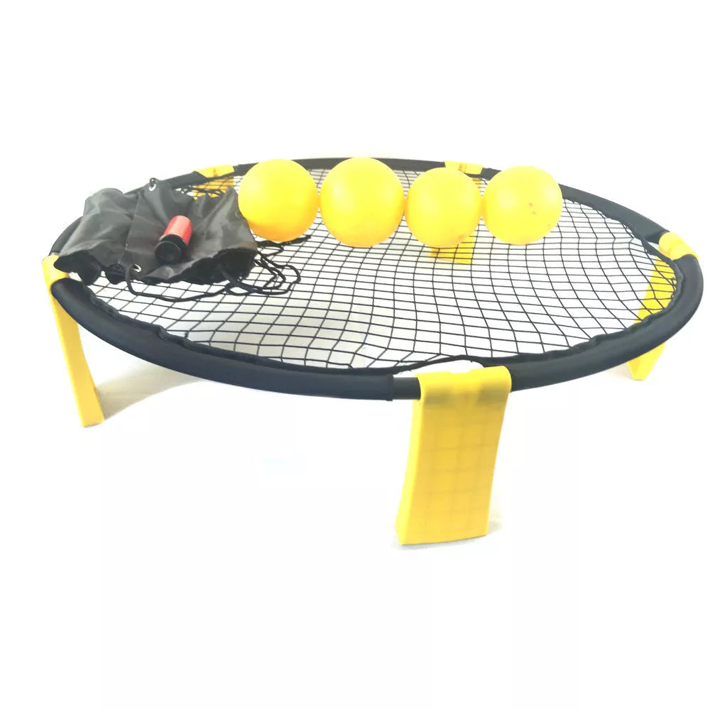 Yellow beach volleyball set with durable net and ball for outdoor fun