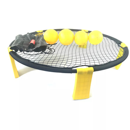 Yellow beach volleyball set with durable net and ball for outdoor fun