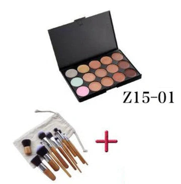 11 makeup brushes and 15-colour eyeshadow palette in velvet pouch for contouring and eye looks