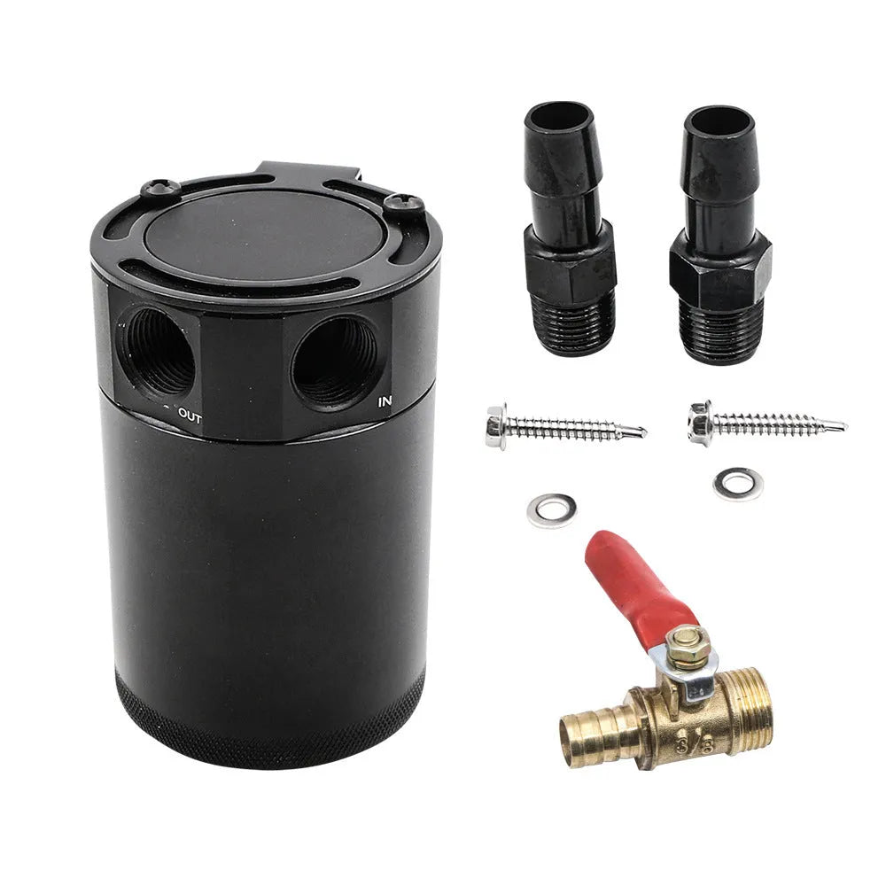Aluminium automotive oil pot with two-hole breathable design in black finish