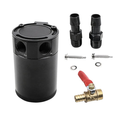 Aluminium automotive oil pot with two-hole breathable design in black finish