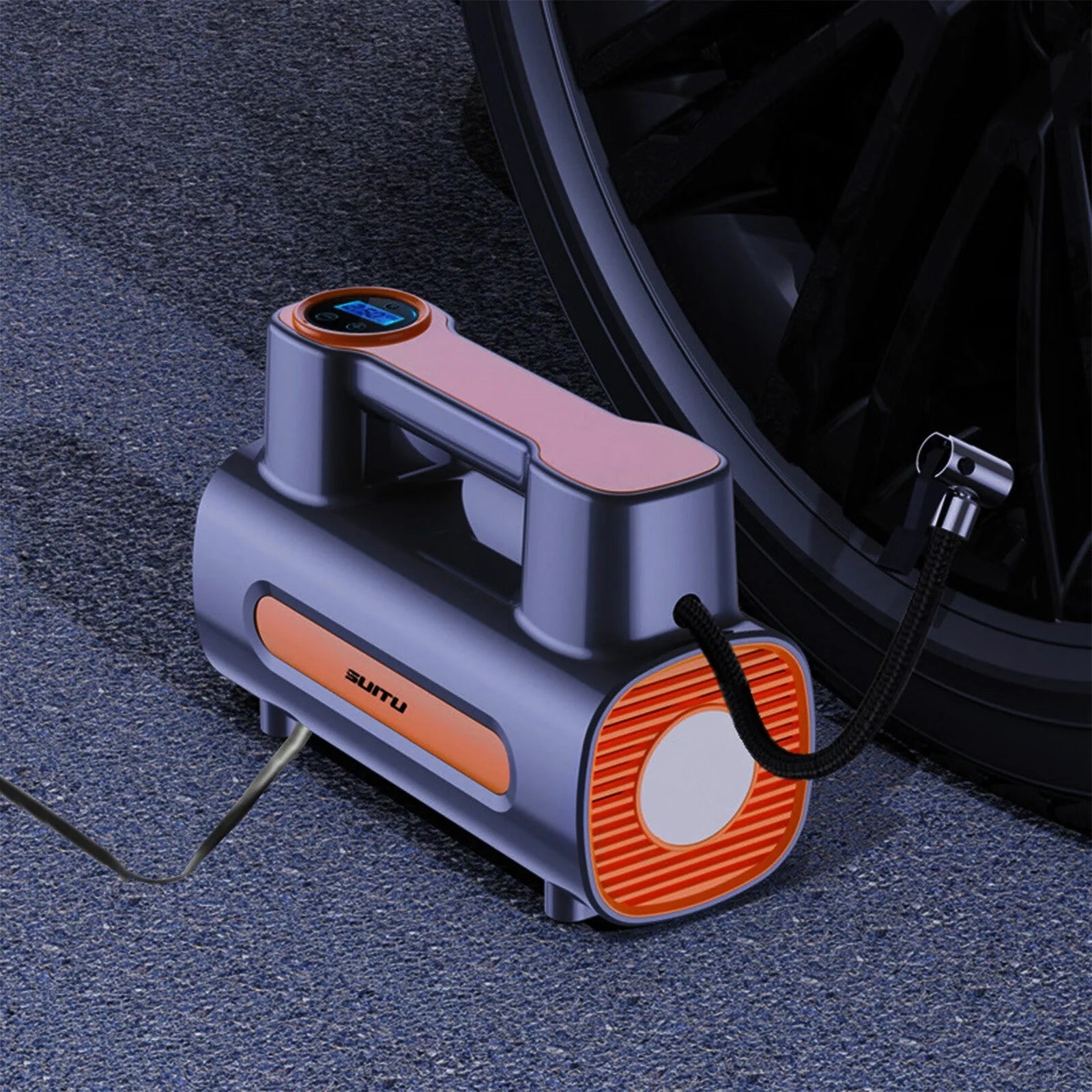 12V DC Portable Tire Inflator with digital display and USB charging
