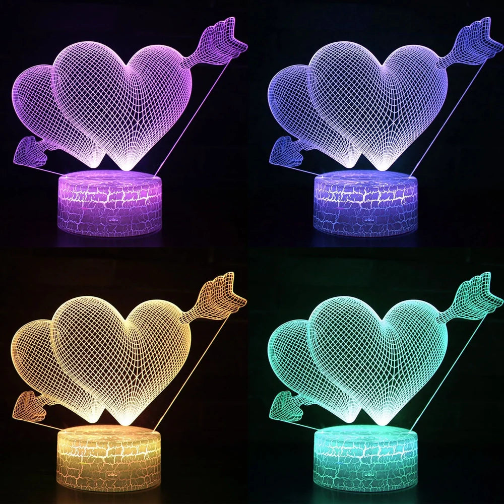 I LOVE YOU Sweet Lover Heart Balloon 3D LED USB Lamp with remote control and colourful illumination
