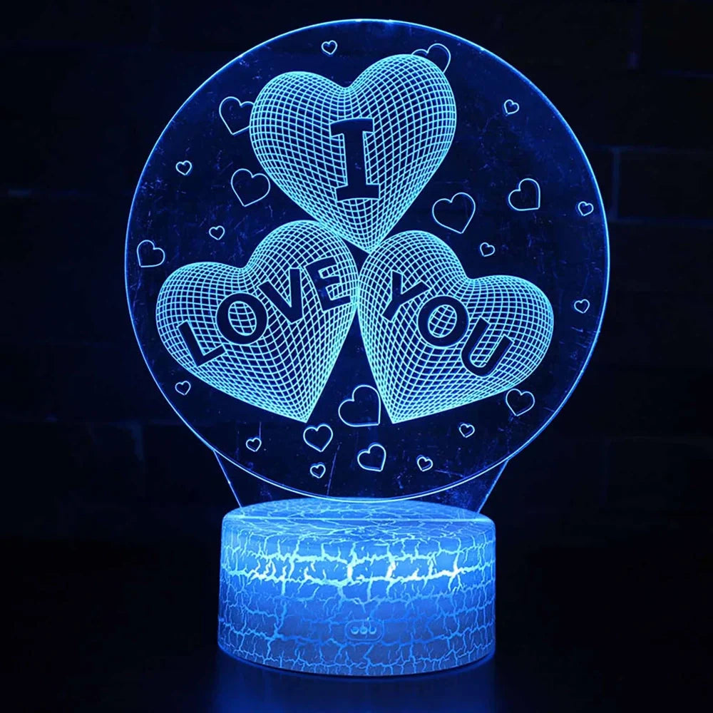 I LOVE YOU Sweet Lover Heart Balloon 3D LED USB Lamp with remote control and colourful illumination