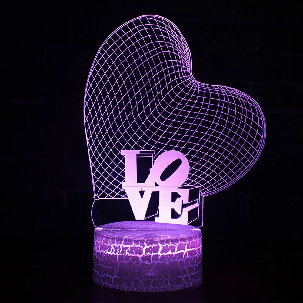 I LOVE YOU Sweet Lover Heart Balloon 3D LED USB Lamp with remote control and colourful illumination
