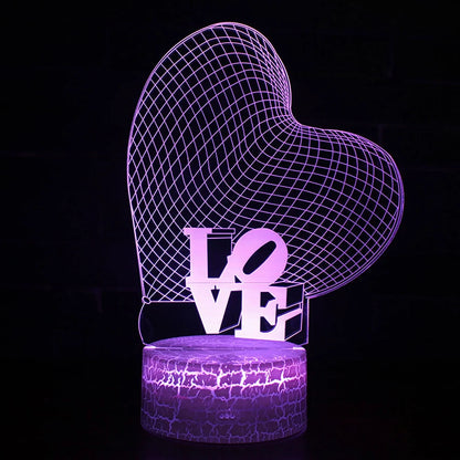 I LOVE YOU Sweet Lover Heart Balloon 3D LED USB Lamp with remote control and colourful illumination