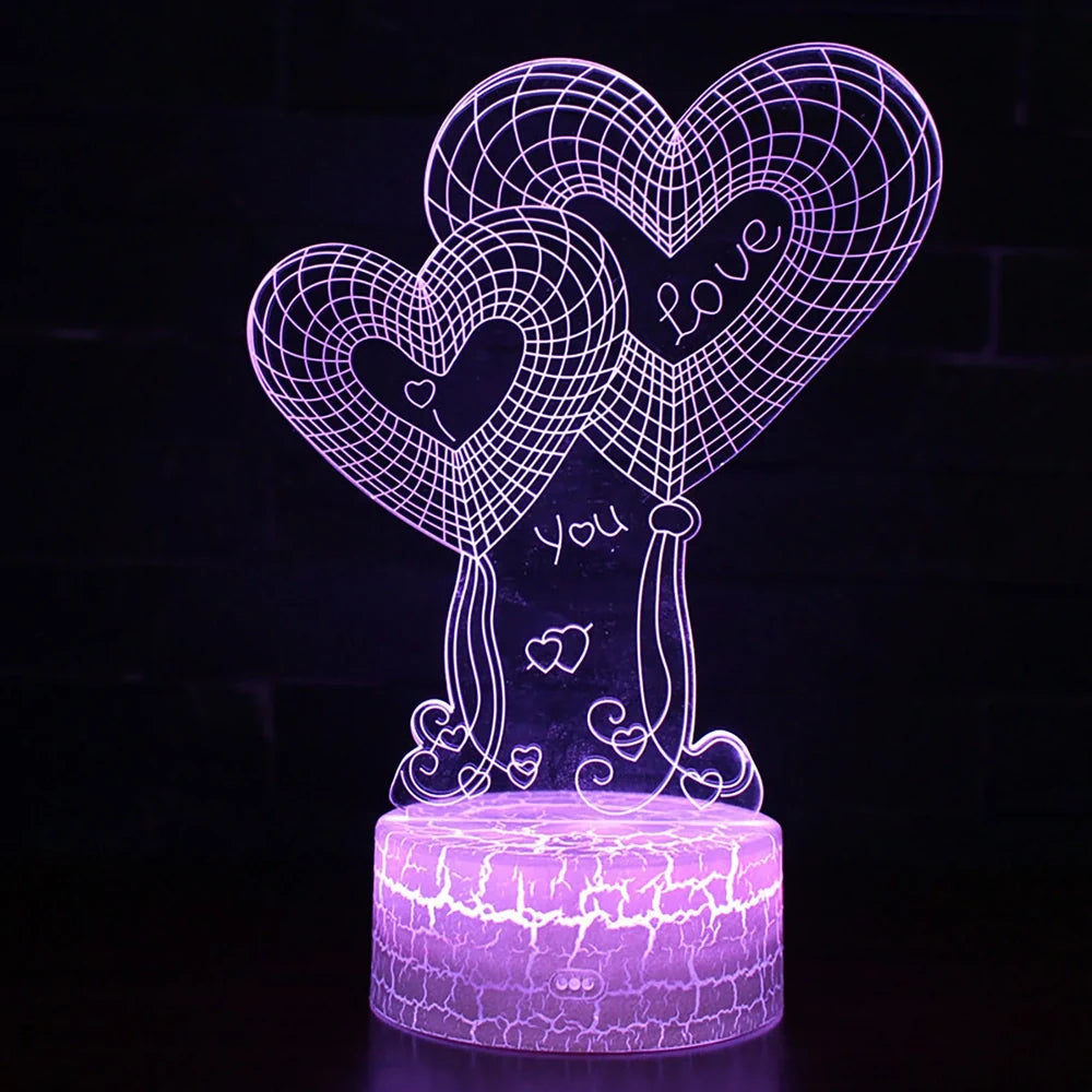 I LOVE YOU Sweet Lover Heart Balloon 3D LED USB Lamp with remote control and colourful illumination