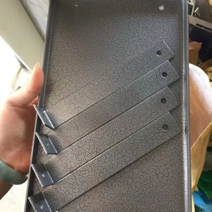 Black iron flip chip bracket for electric planer showing 285mm length