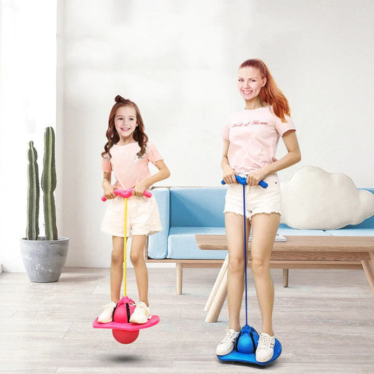 Children's bouncing ball toy with detachable handle for balance training