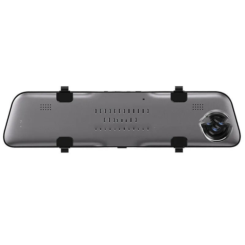 HiSilicon 2K rearview mirror driving recorder with 12 inch touch screen, dual lens, 170° front and 140° rear angles.