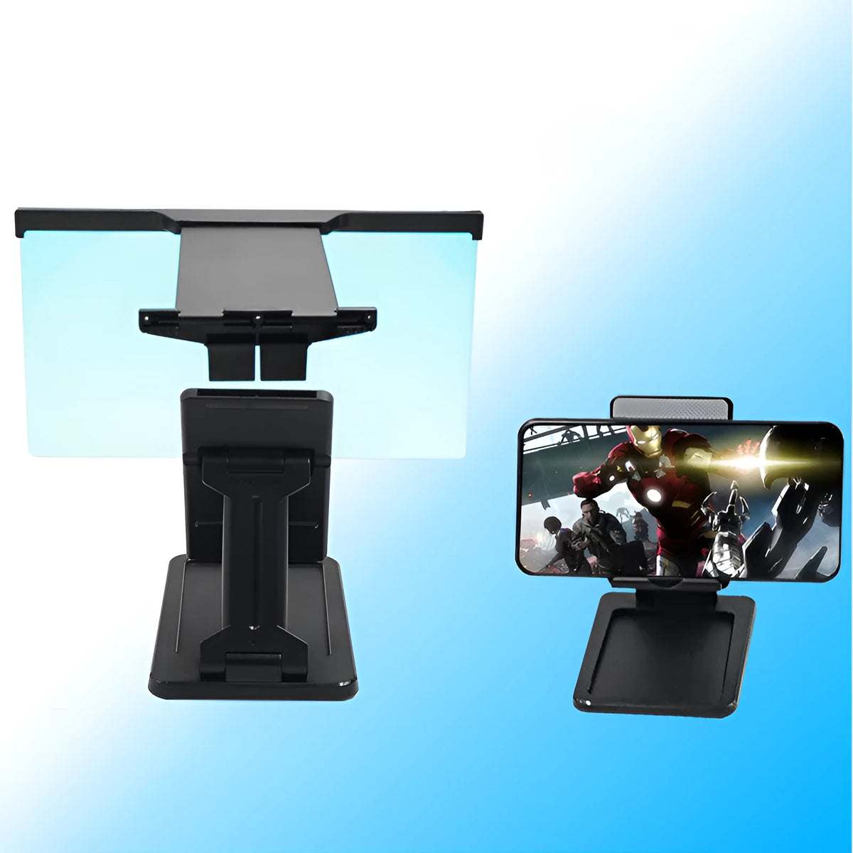 L20 split mobile phone screen magnifier with black ABS shell and 12 inch acrylic lens on adjustable bracket