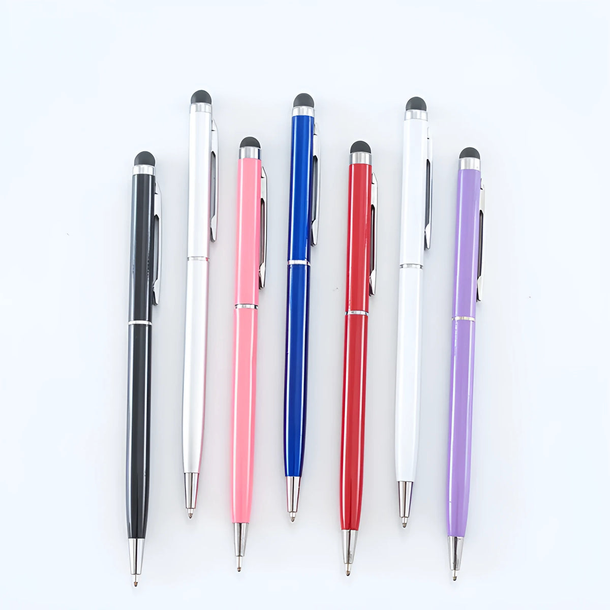 Rotating metal capacitive pen with 0.5mm tip for touch screen signatures in seven colour options