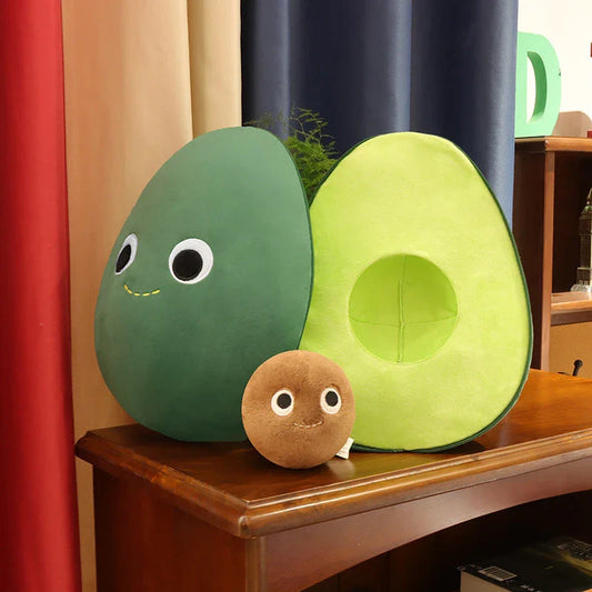 Soft and huggable avocado plush toy with premium cotton filling and a whimsical design, perfect for home decor and gift-giving