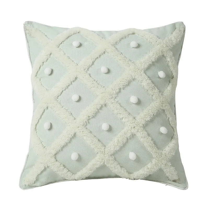 Tufted Moroccan cushion cover in cotton hemp blend measuring 45x45cm in black colour