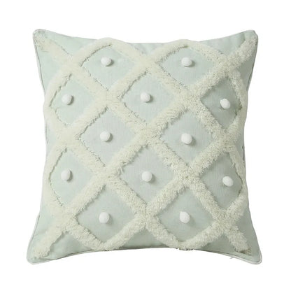 Tufted Moroccan cushion cover in cotton hemp blend measuring 45x45cm in black colour