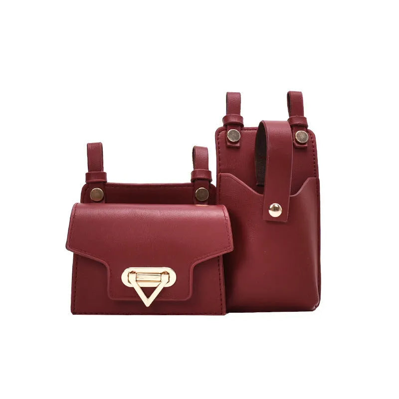 Small square PU crossbody chest belt bag with magnetic button, colour contrast, single strap, in yellow, red, purple or black