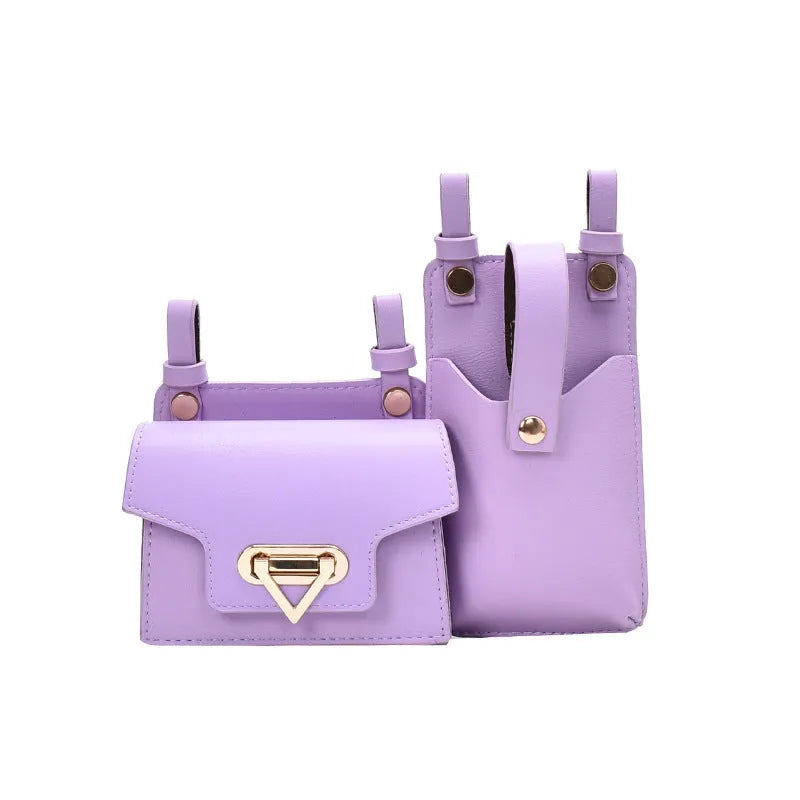 Small square PU crossbody chest belt bag with magnetic button, colour contrast, single strap, in yellow, red, purple or black