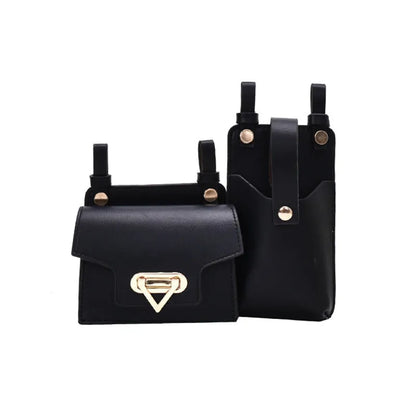 Small square PU crossbody chest belt bag with magnetic button, colour contrast, single strap, in yellow, red, purple or black