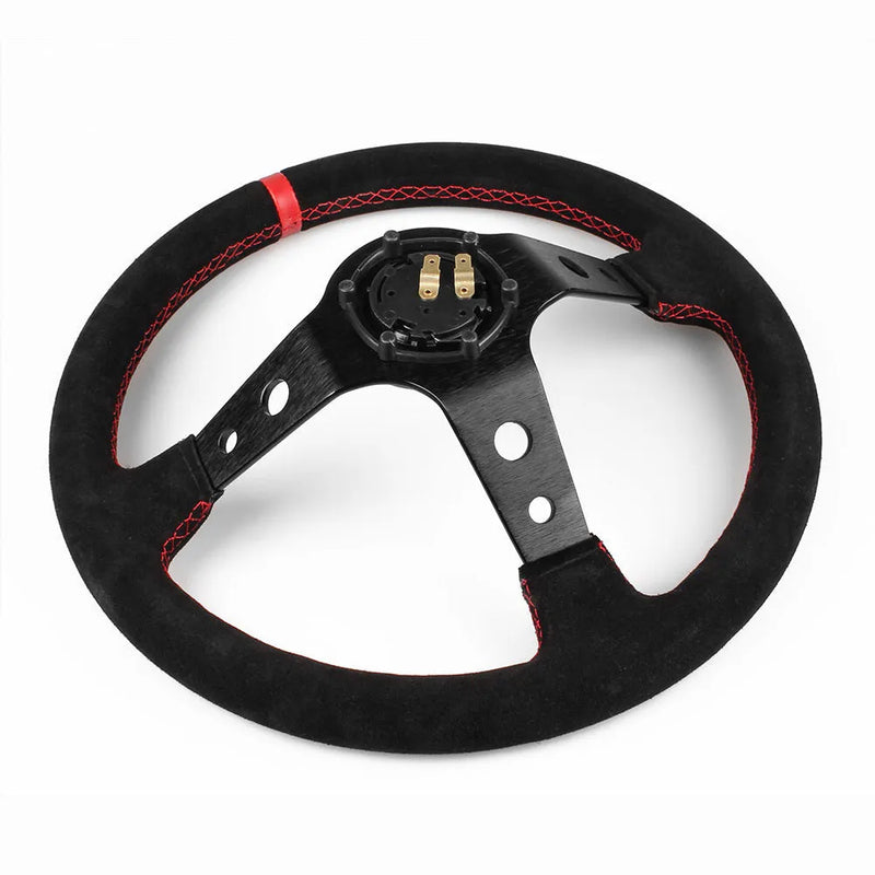 Racing Steering Wheel 14 Inches 35cm Suede Sports Steering Wheel Car Modification Parts Red Yellow Blue