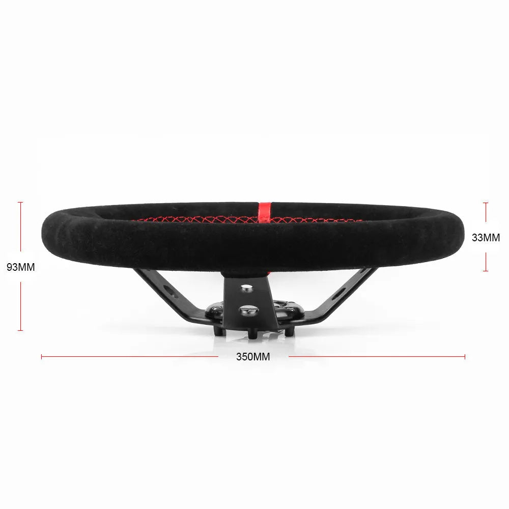 14-inch 35cm suede racing steering wheel for car modification in red, yellow, or blue