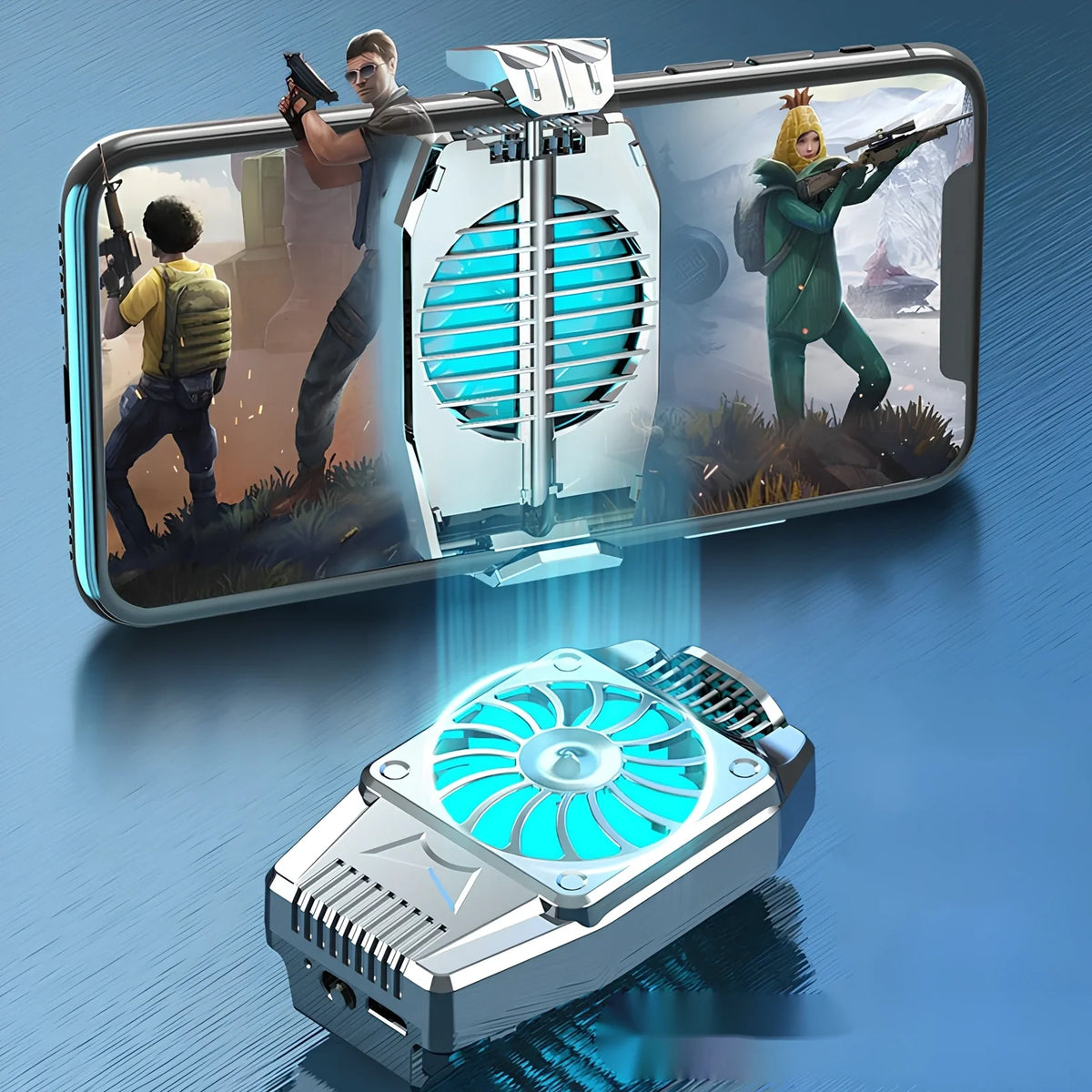 H15 black rechargeable mobile cooling fan, 8x4.5x2.8cm size with 300mAh battery for 3-hour gaming sessions